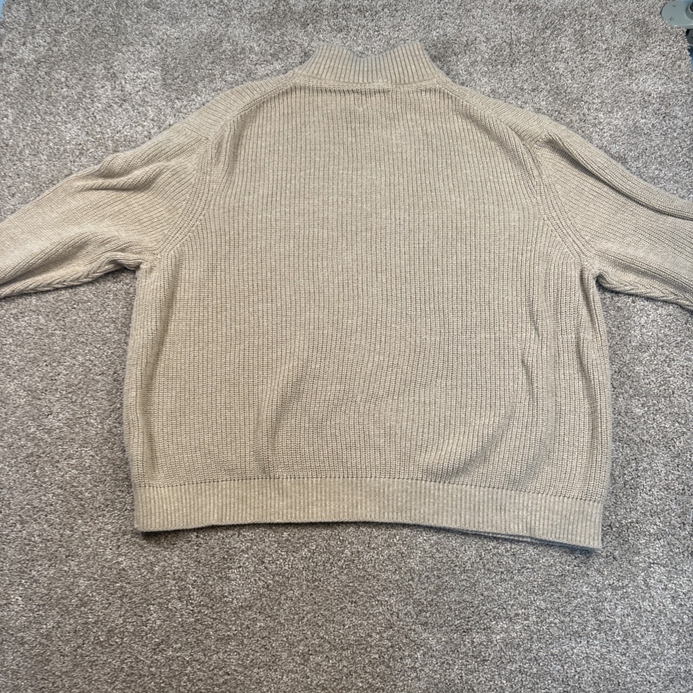 Old Navy Quarter Zip Knit Sweater Mens XXXL Beige Cotton Mock Neck Long Sleeve - Picture 7 of 8